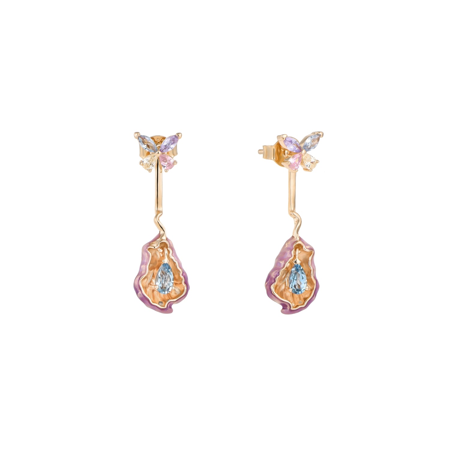 Indigo Bloom 2-Ways Butterfly Topaz Earrings