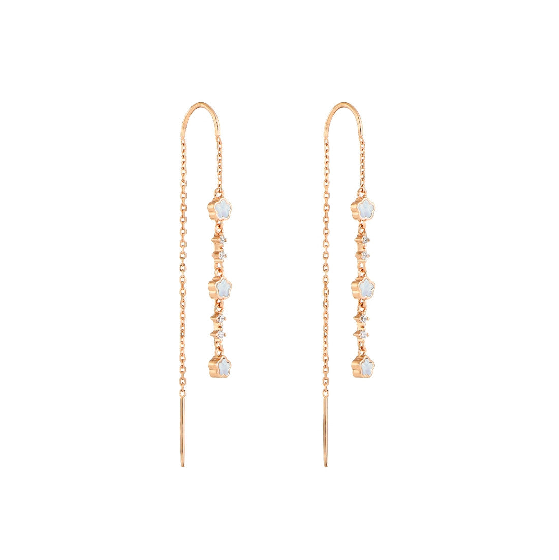 Flora Mother of Pearl Threader Earrings