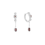 Rosé Garnet Hoop Huggies Earring