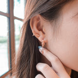 Rosé Garnet Hoop Huggies Earring