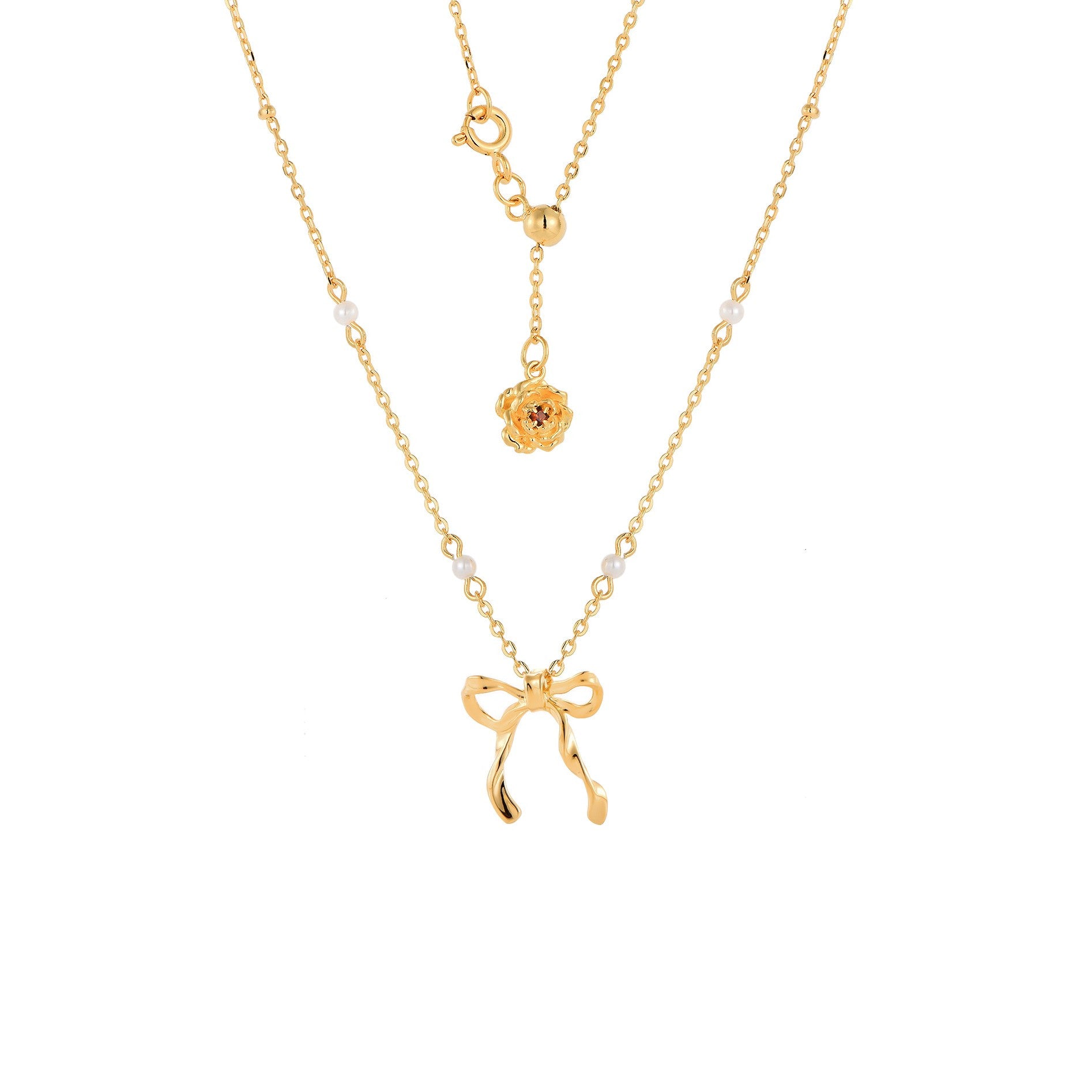 Chérie-lien Tie Ribbon Pearl Necklace