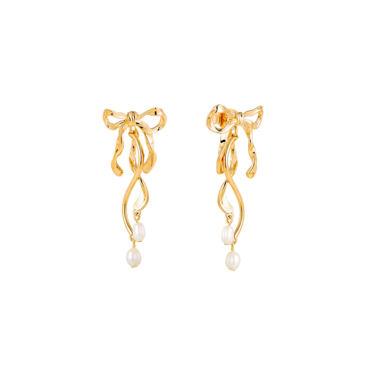 Chérie-lien Tie 2-Ways Ribbon Pearl Earring