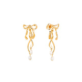 Chérie-lien Tie 2-Ways Ribbon Pearl Earring