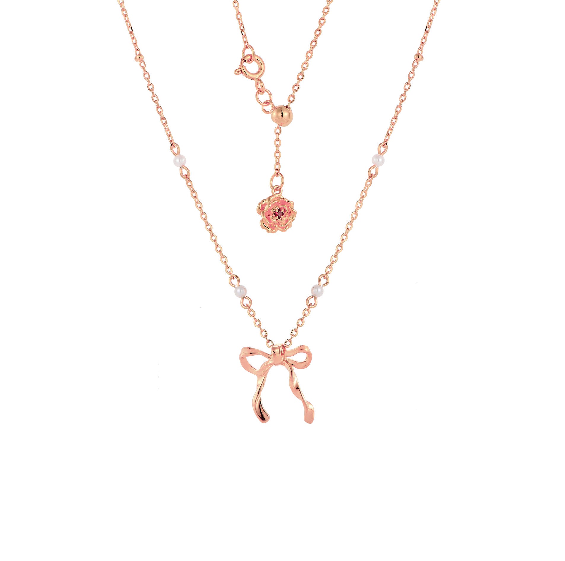 Chérie-lien Tie Ribbon Pearl Necklace