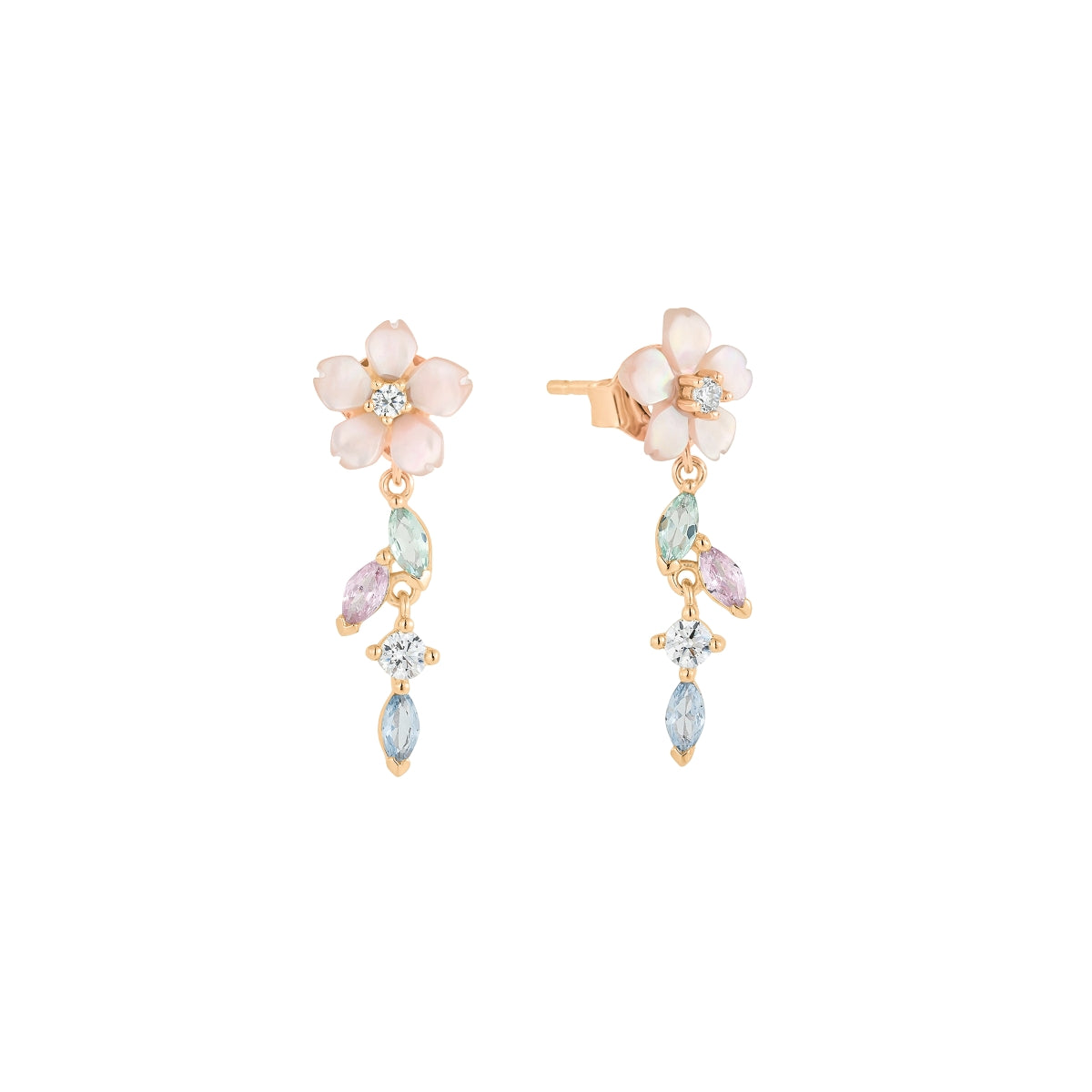[PRE-LAUNCH PREORDER] Threaded Blossom Mother of Pearl Sakura Earrings