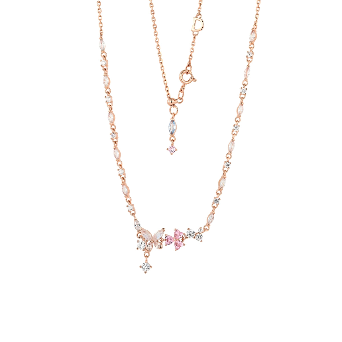 Flutter Jewel Butterfly Moonstone Tennis Necklace