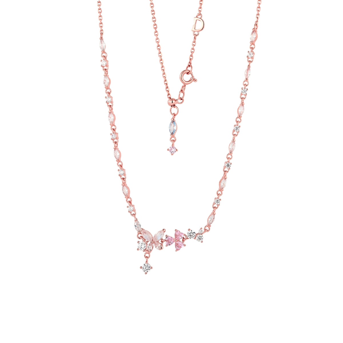 Flutter Jewel Butterfly Moonstone Tennis Necklace