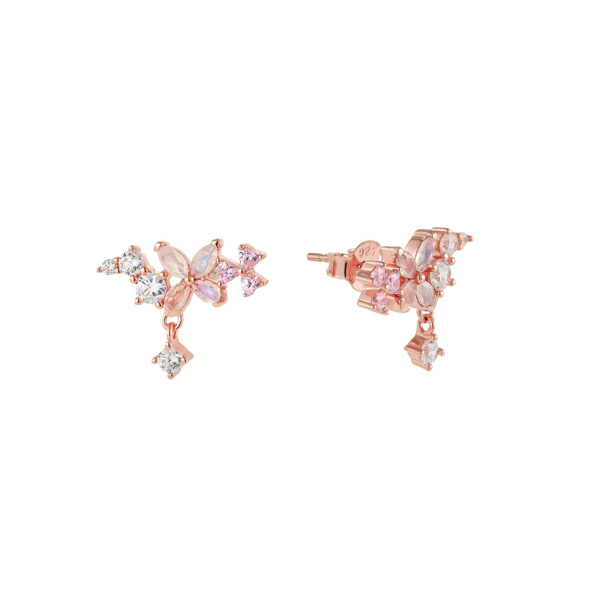 Flutter Jewel Butterfly Moonstone Stud Earrings