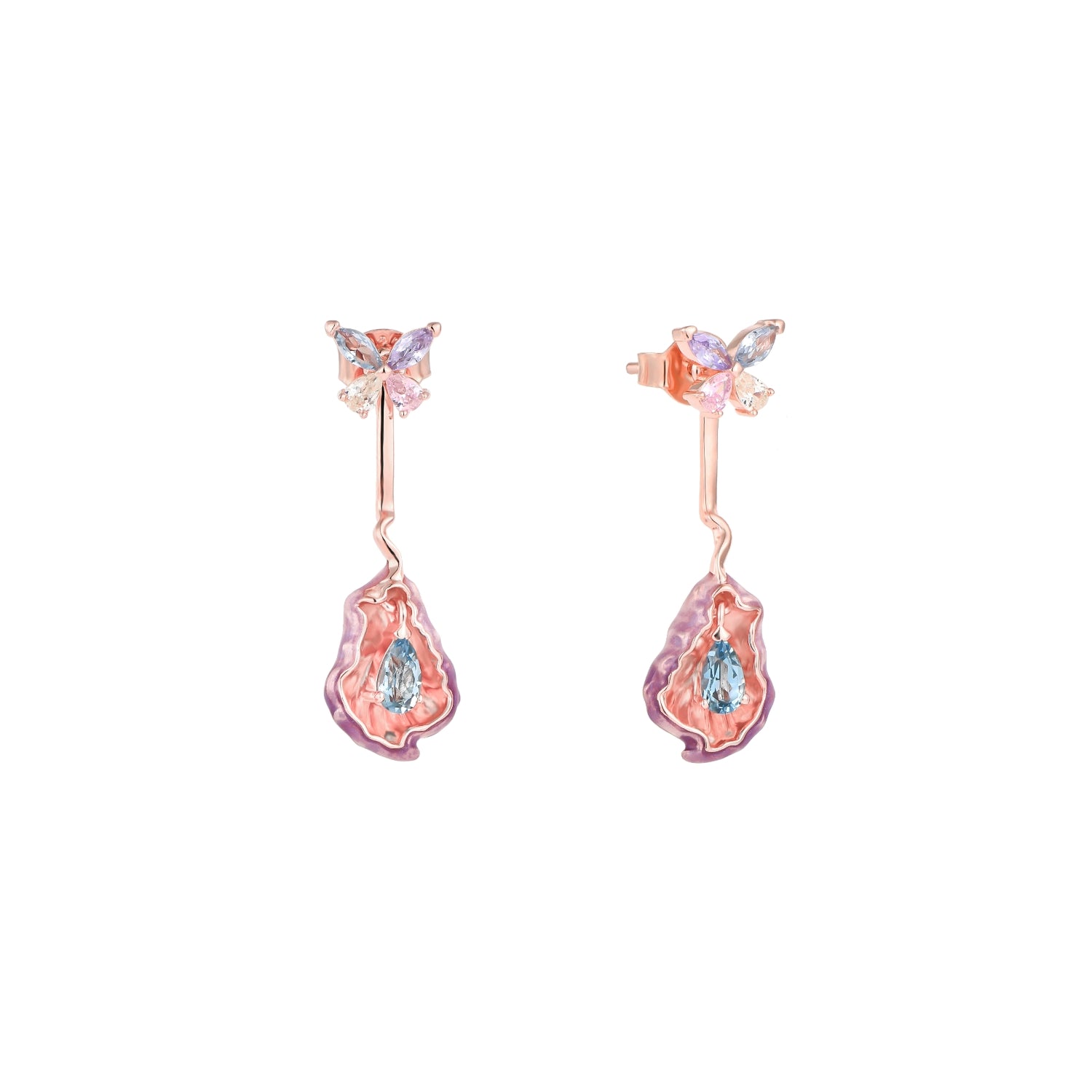 Indigo Bloom 2-Ways Butterfly Topaz Earrings