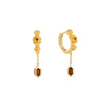 Rosé Garnet Hoop Huggies Earring